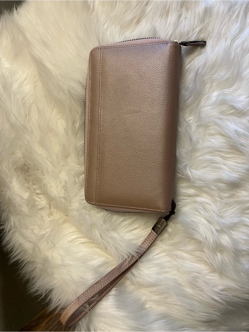 Taupe Leather Wristlet Clutch - Sleek Everyday Carry